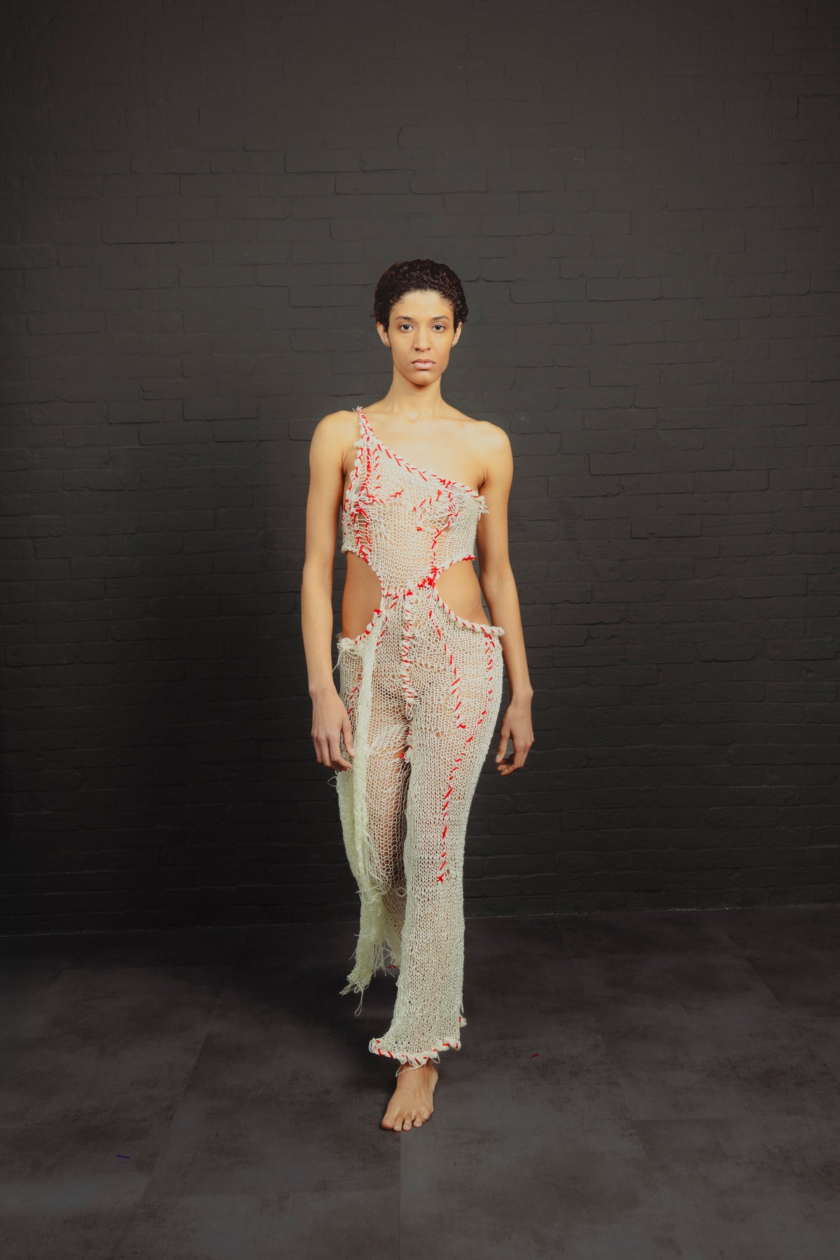 One-Shoulder Knit Sculpture